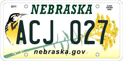NE license plate ACJ027