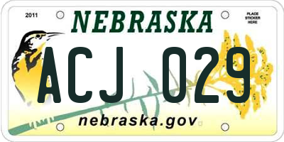 NE license plate ACJ029