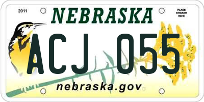 NE license plate ACJ055