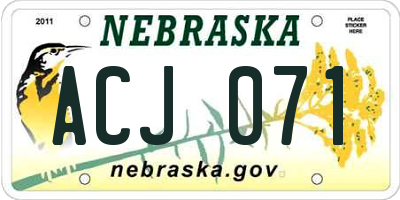 NE license plate ACJ071