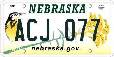 NE license plate ACJ077