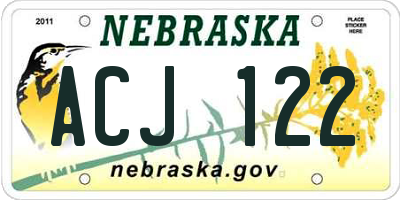 NE license plate ACJ122