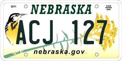 NE license plate ACJ127