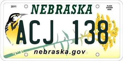 NE license plate ACJ138