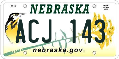NE license plate ACJ143