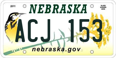 NE license plate ACJ153