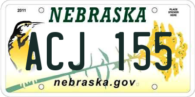 NE license plate ACJ155