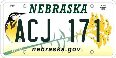 NE license plate ACJ171