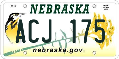 NE license plate ACJ175