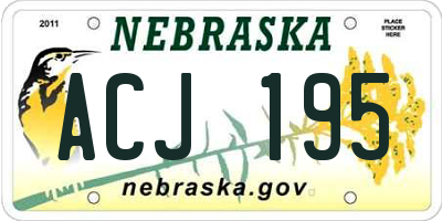 NE license plate ACJ195