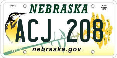 NE license plate ACJ208