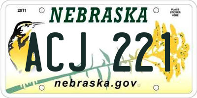 NE license plate ACJ221