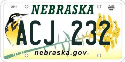 NE license plate ACJ232