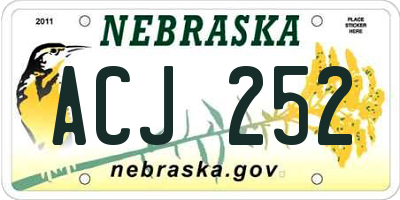NE license plate ACJ252
