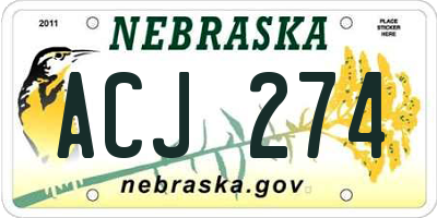 NE license plate ACJ274
