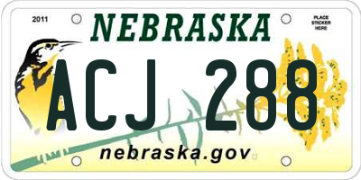 NE license plate ACJ288