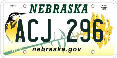 NE license plate ACJ296