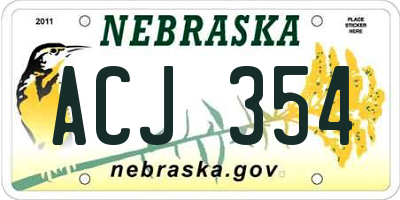 NE license plate ACJ354