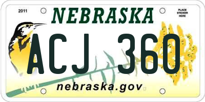 NE license plate ACJ360