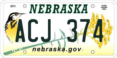 NE license plate ACJ374