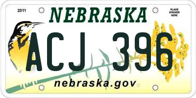 NE license plate ACJ396