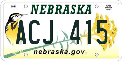 NE license plate ACJ415
