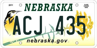 NE license plate ACJ435