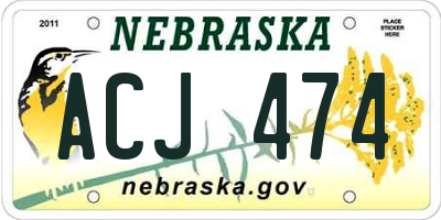 NE license plate ACJ474