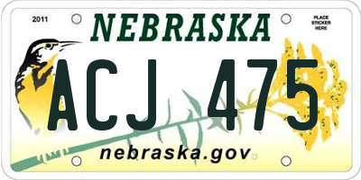 NE license plate ACJ475