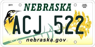 NE license plate ACJ522