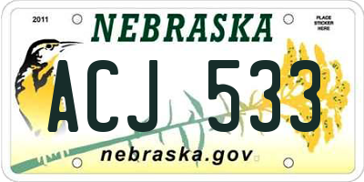 NE license plate ACJ533