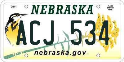 NE license plate ACJ534