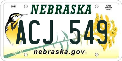 NE license plate ACJ549