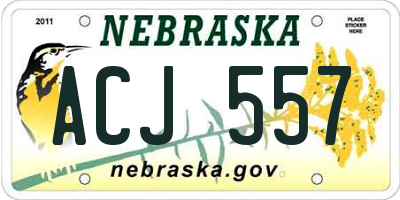 NE license plate ACJ557