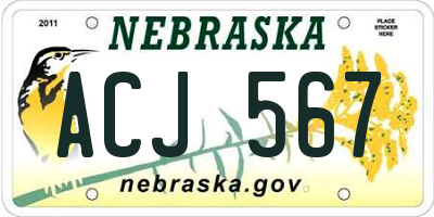 NE license plate ACJ567