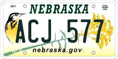 NE license plate ACJ577