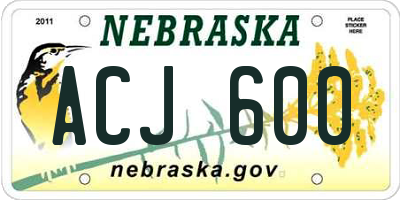NE license plate ACJ600