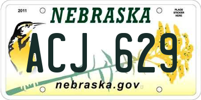 NE license plate ACJ629