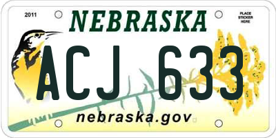 NE license plate ACJ633