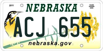 NE license plate ACJ655