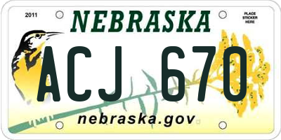 NE license plate ACJ670