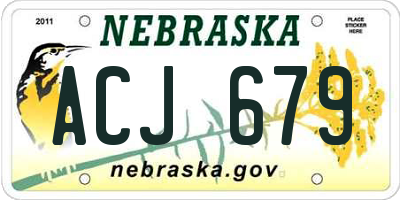 NE license plate ACJ679