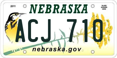 NE license plate ACJ710