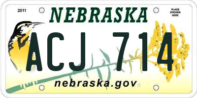 NE license plate ACJ714