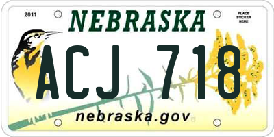 NE license plate ACJ718