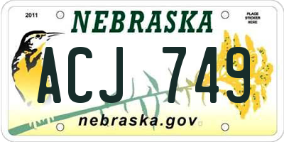 NE license plate ACJ749