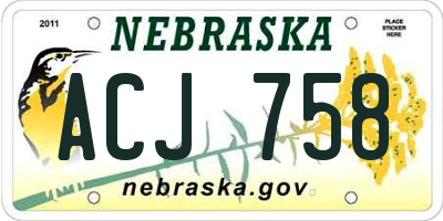 NE license plate ACJ758