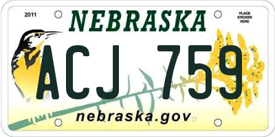 NE license plate ACJ759