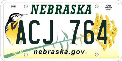NE license plate ACJ764