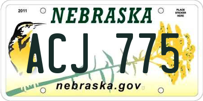 NE license plate ACJ775